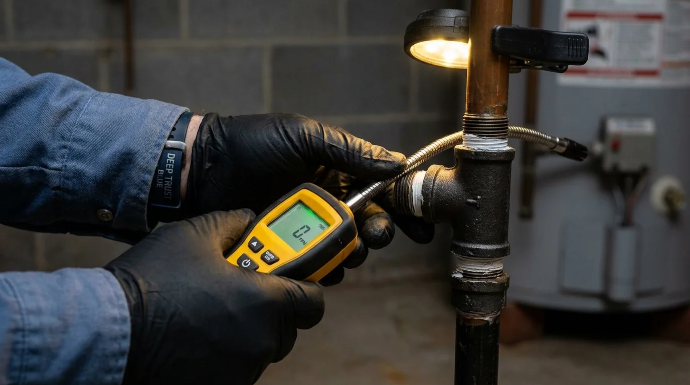 Gas leak detection with electronic sniffer by Johns Plumbing LLC in Kirkland