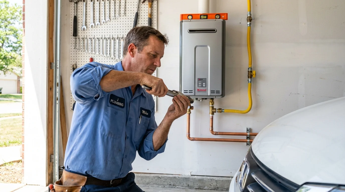 Tankless water heater installation by a Johns Plumbing LLC plumber in Kirkland